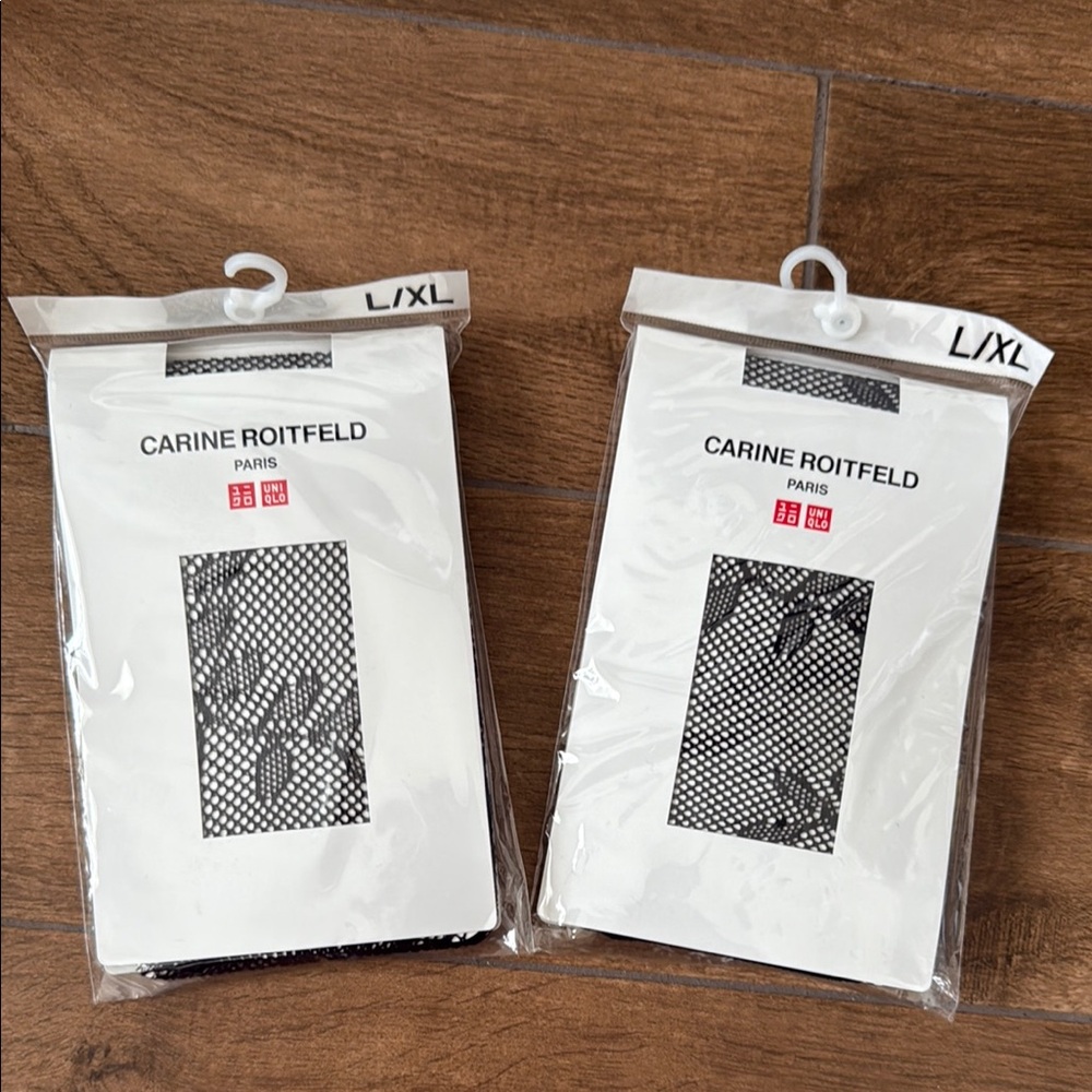 Black Fishnet Tights with Floral Design from Carin’s Roitfeld for Uniqlo